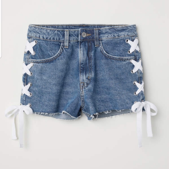 Divided Pants - Divided Frayed Hem Lace Up High Waist Shorts Sz 4